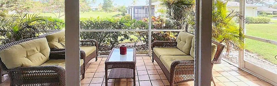 Screened Lanai with garden table and chairs. Nice view in Southern direction.